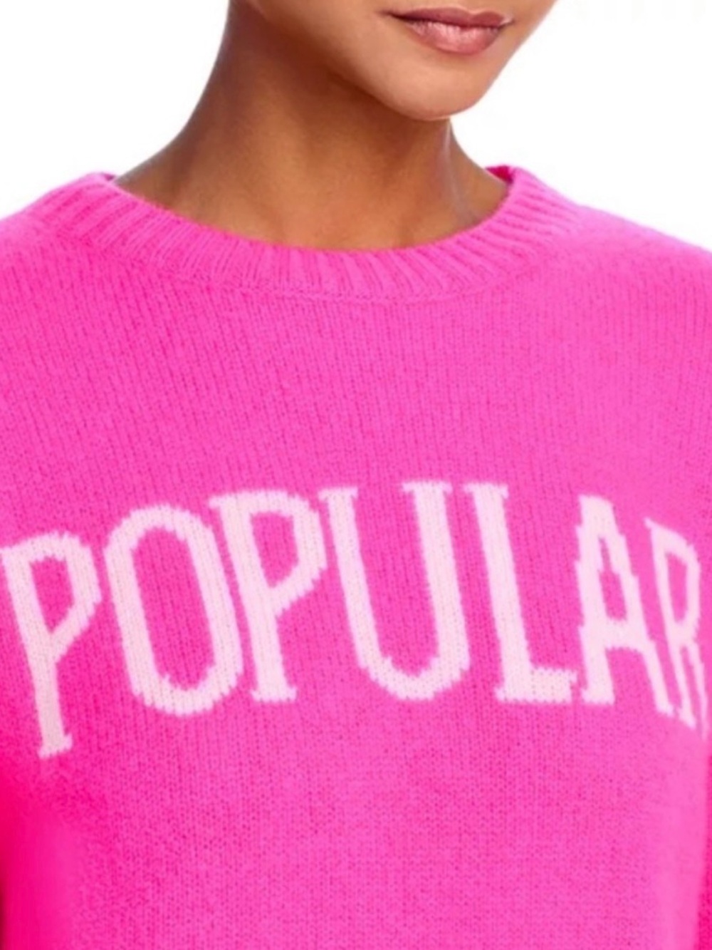 Bloomingdales Aqua x WICKED Hot Pink Crewneck Sweater with POPULAR